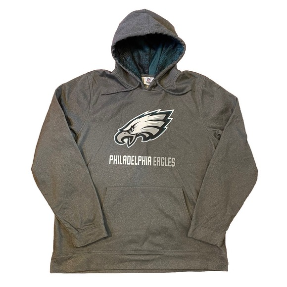 Philadelphia Eagles Sweatshirt Mens XL Zubaz Logo Hoodie Pullover Zip Gray - Picture 1 of 7